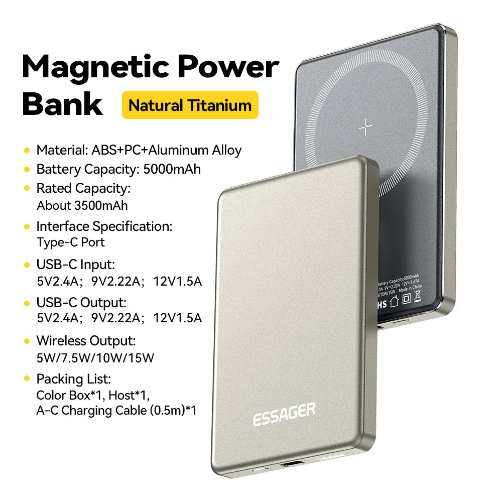 Dünne Magnetische Kabellose Powerbank 5000mAh 20W Schnellladung