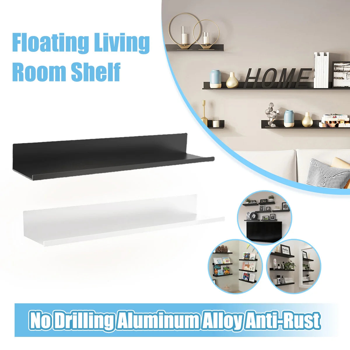 Platzsparendes schwebendes Wandregal aus Aluminiumlegierung