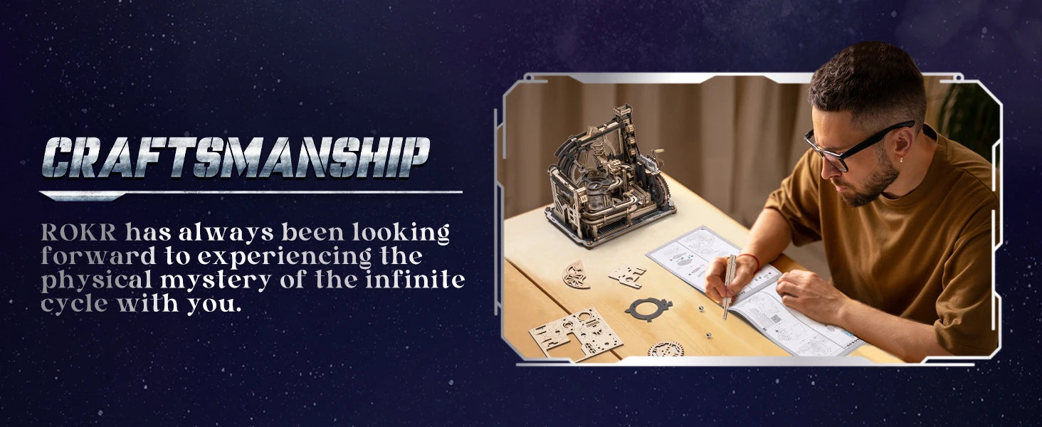 Elektrischer Marmor Lauf 3D Puzzle aus Holz mit Lichtfunktion-Yabubestshop