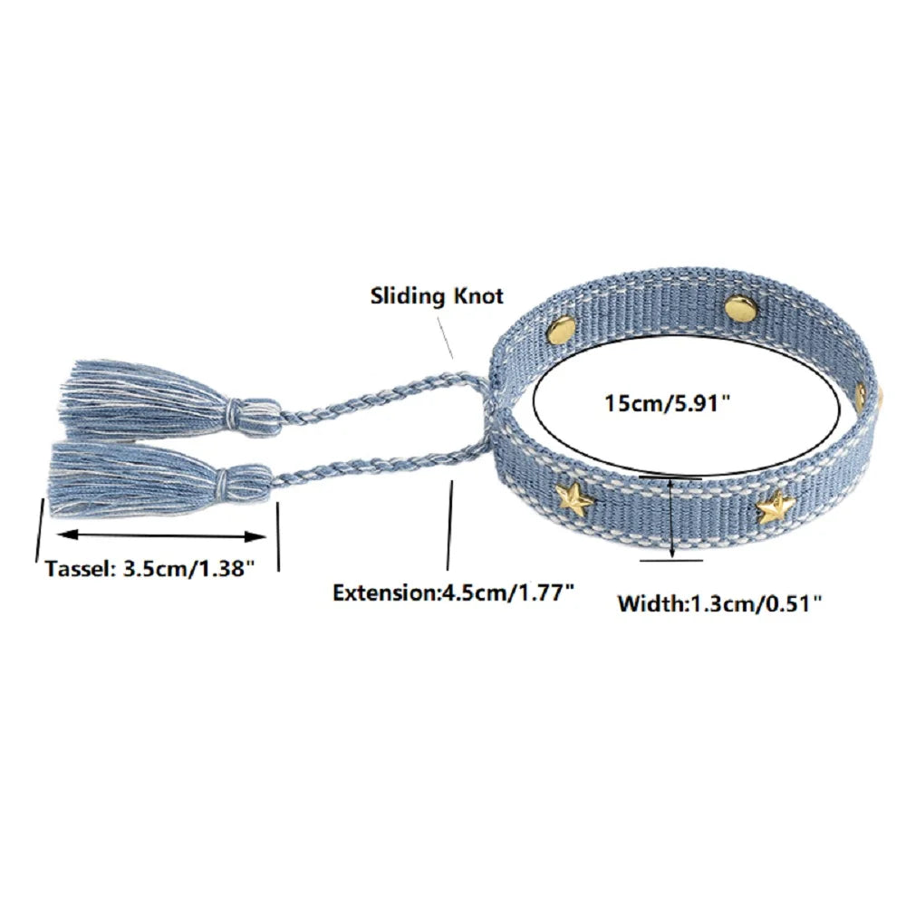 Freundschaftsarmbänder mit Schriftzug und Bling Steinen aus Baumwolle