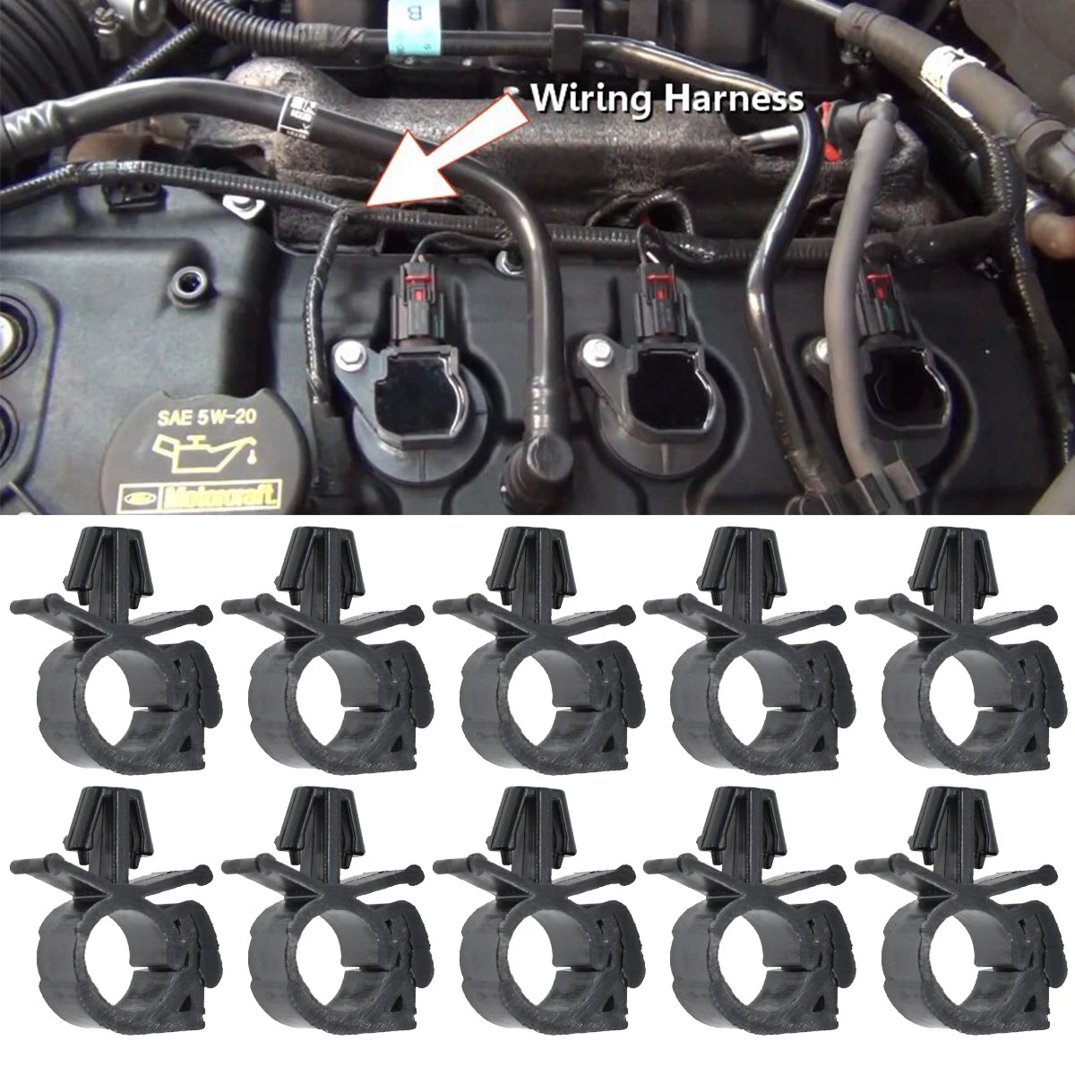10er Set Kabelbaum und Ölleitung Halter Clips universal