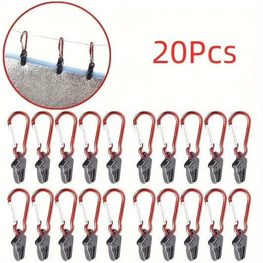 20er Set winddichte Planenklemmen mit Karabinern – sicher - robust für Outdoor