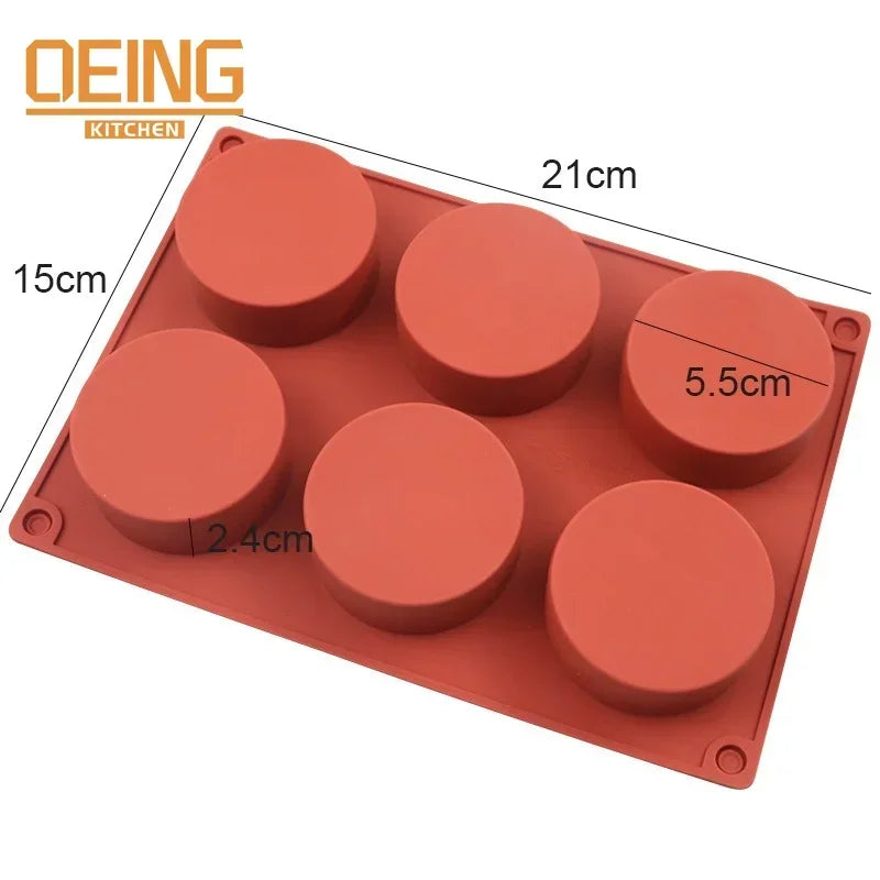 6-fach Zylinder Silikonform für Kuchen Mousse und Kerzenherstellung