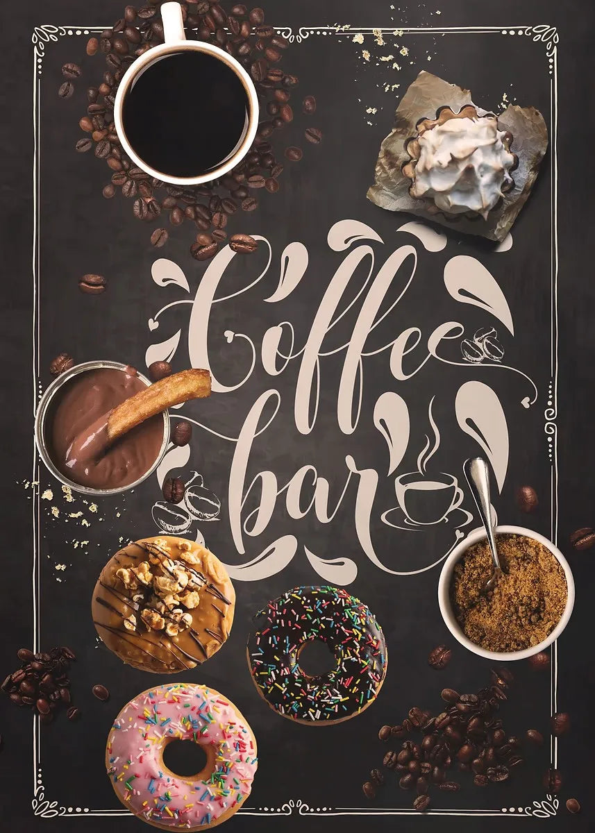 Kaffeetasse Poster Nordic Drucke Kaffee Bäckerei Kuchen Pizza Tafeln Leinwand Malerei Bilder für Cafe Shop Home Küche Dekor