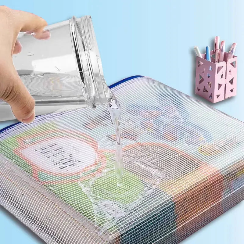 5er Set mehrfarbige Mesh Organizer Taschen mit Reißverschluss für Büro und Schule