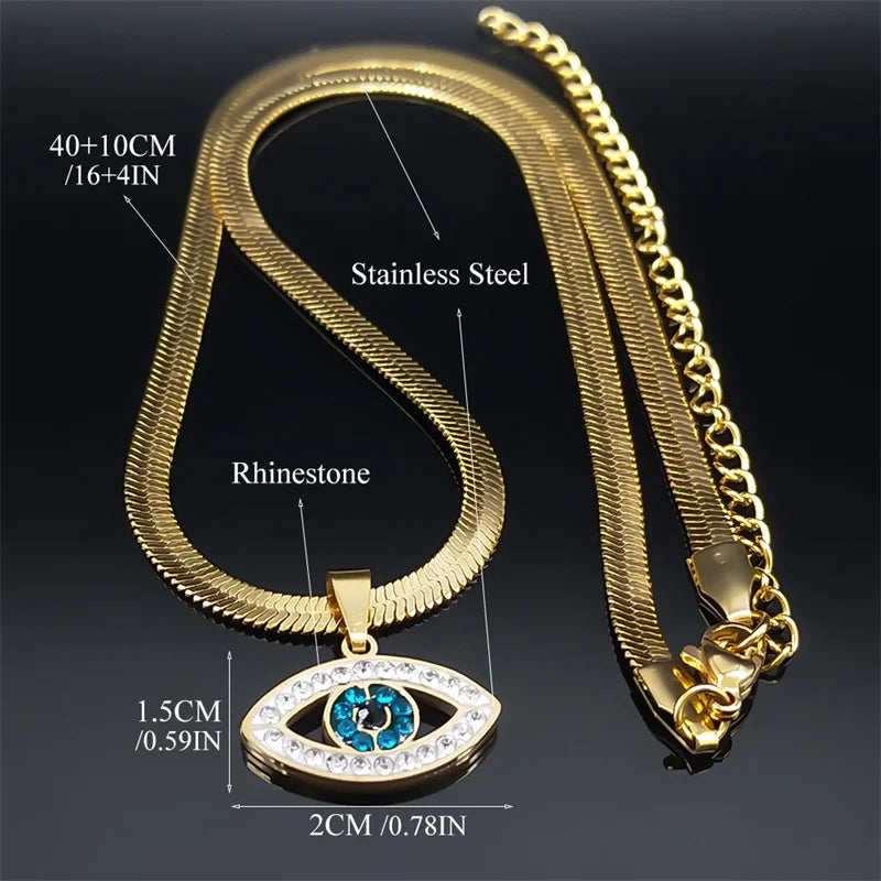 Eleganter Kristall Choker mit Evil Eye Design aus Edelstahl