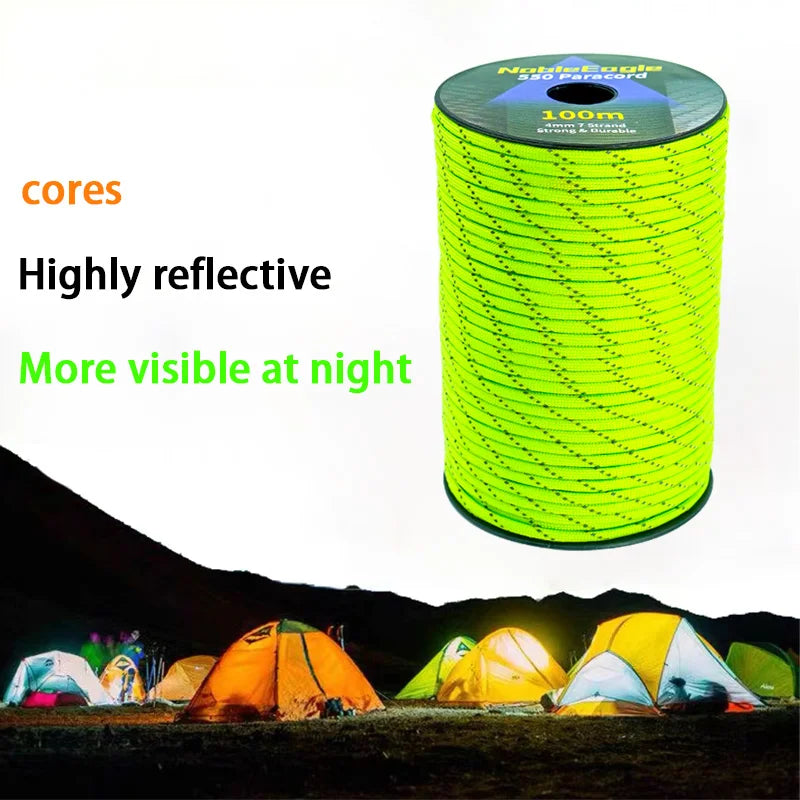 Reflektierendes 7-Strang Paracord 4mm 550LB Fallschirmseil für Outdoor