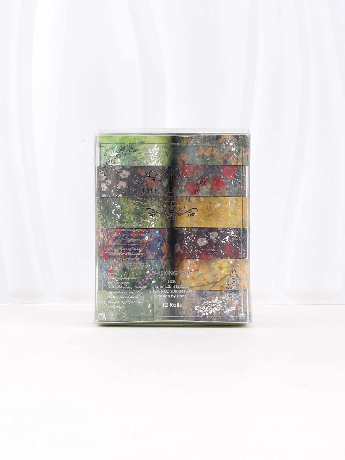 12er Set buntes florales Washi-Tape für kreatives Scrapbooking - DIY