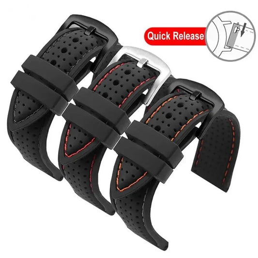 Weiches Silikon-Gummi-Uhrenarmband 20-24 mm, wasserdicht & atmungsaktiv