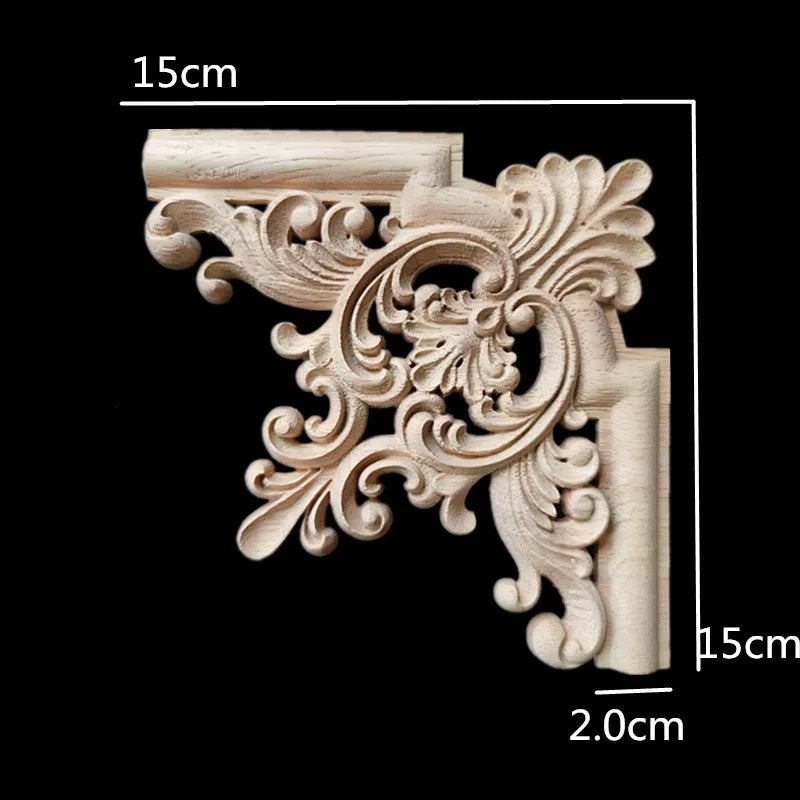 Holz Eckapplikation für Möbel & Heimdekoration, floral geschnitzt