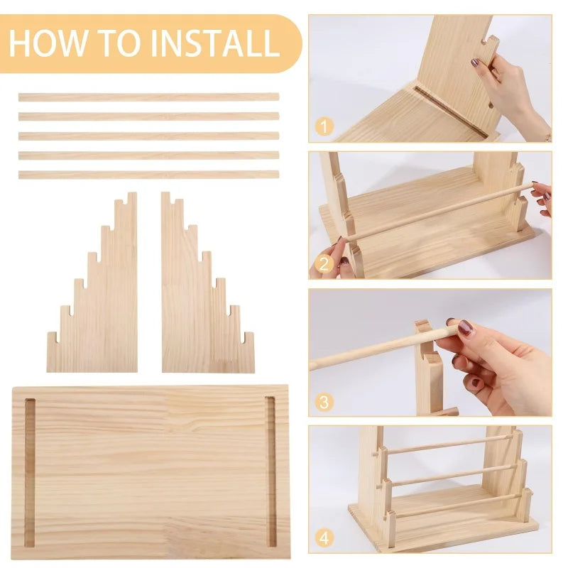 Abnehmbarer Schmuckhalter aus Holz mit 2 bis 6 Etagen