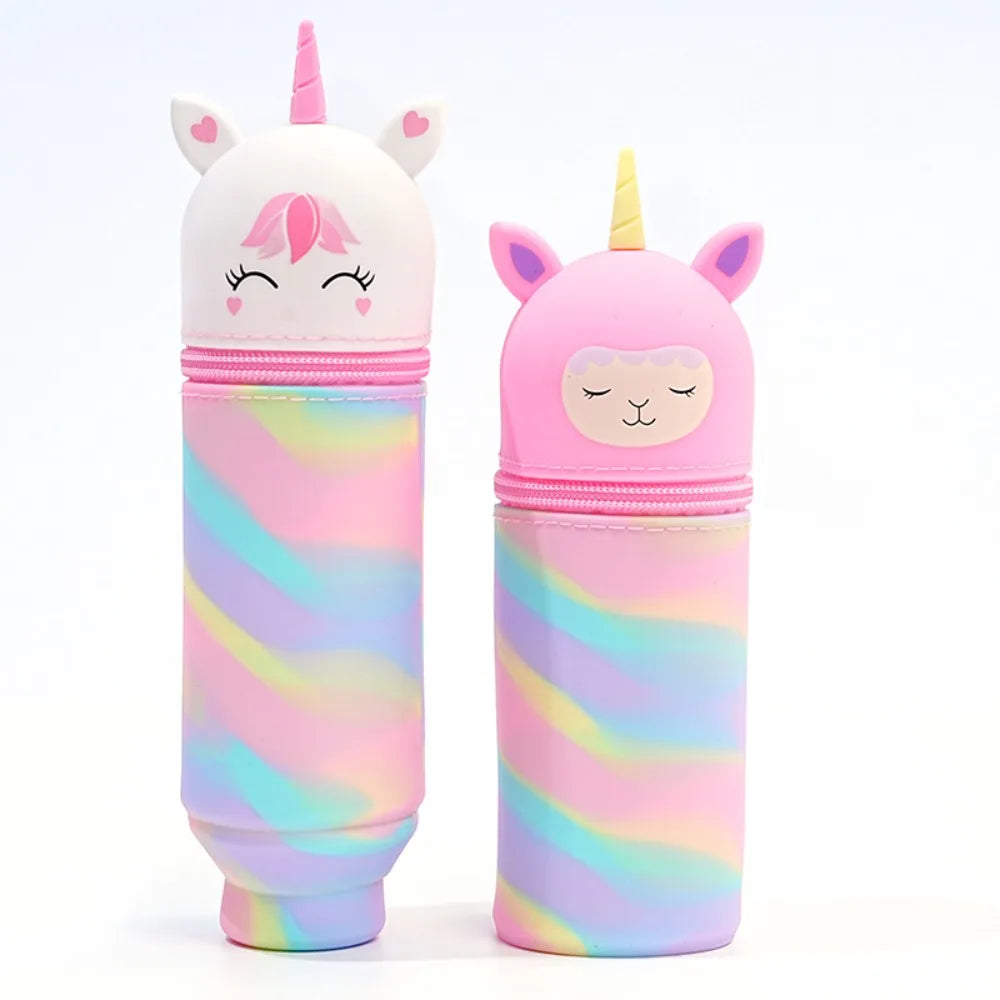 Niedlicher Silikon Stifthalter mit großem Fassungsvermögen und Reißverschluss