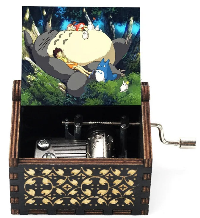 Bemalte Holz-Spieluhr mit Handkurbel Luxuriöses Totoro Musikgeschenk