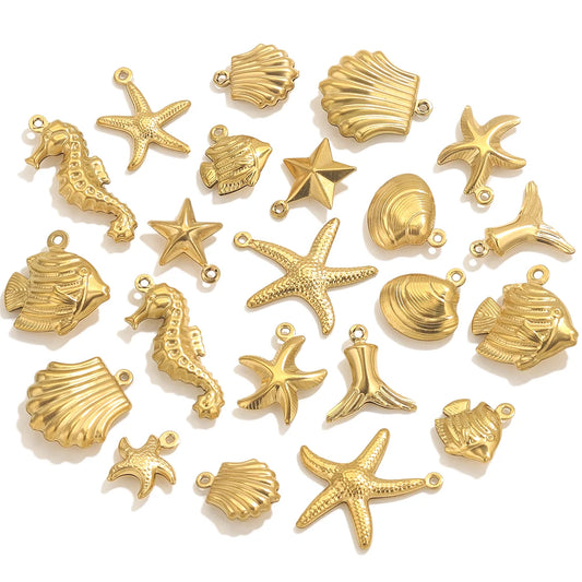 Maritime Edelstahl Gold Anhänger für individuelle Schmuckkreationen