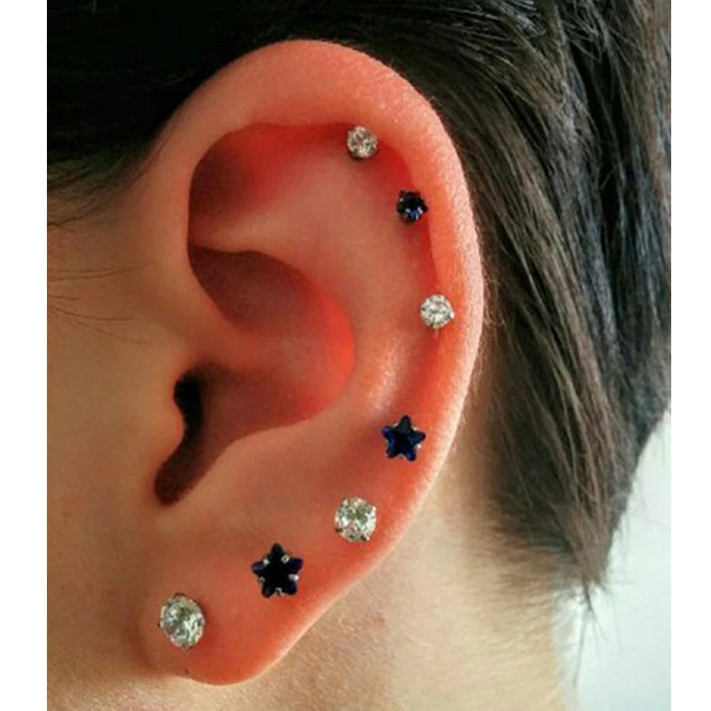 16g Faden Ohrstecker mit flachem Rücken für Tragus Helix Labret