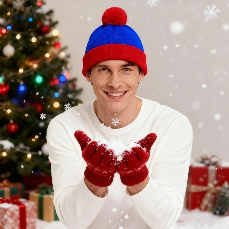 Unisex Strickmütze und Handschuhe Set für Winter und Cosplay