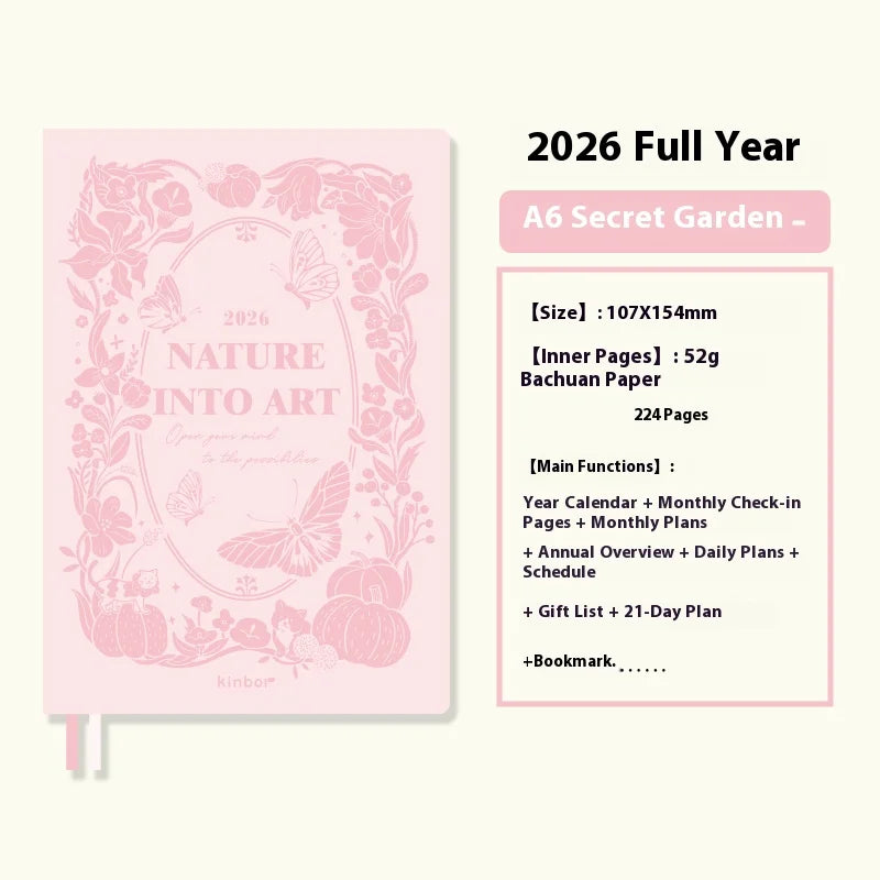 Jährliches Notizbuch 2026 A5 A6 Planner Tagesplaner mit 224 Seiten