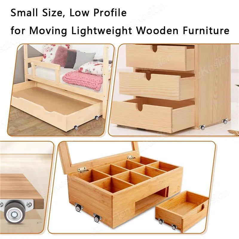 Leise TPR Möbelrollen 1 - 1,25 Zoll | Stabile, seitliche Montage