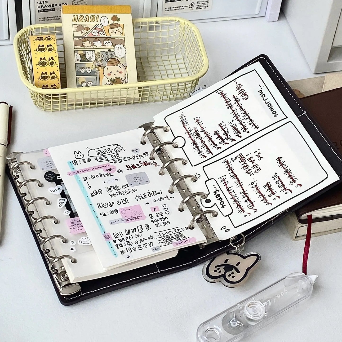 Tragbares A7 Notizbuch Set aus Kunstleder für flexible Planung