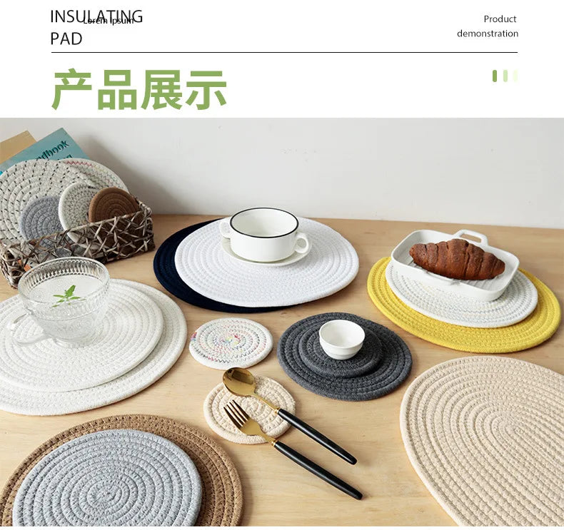 Seil Gewebtes Tischset Baumwolle, Isolierend, fuer Esstisch Kuech