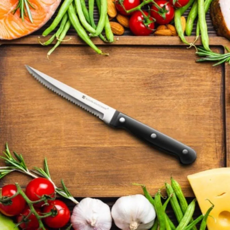 Vielseitiges Steakmesser Set: Scharfe Edelstahlklingen, schwarzer Griff, 4-12 Stück