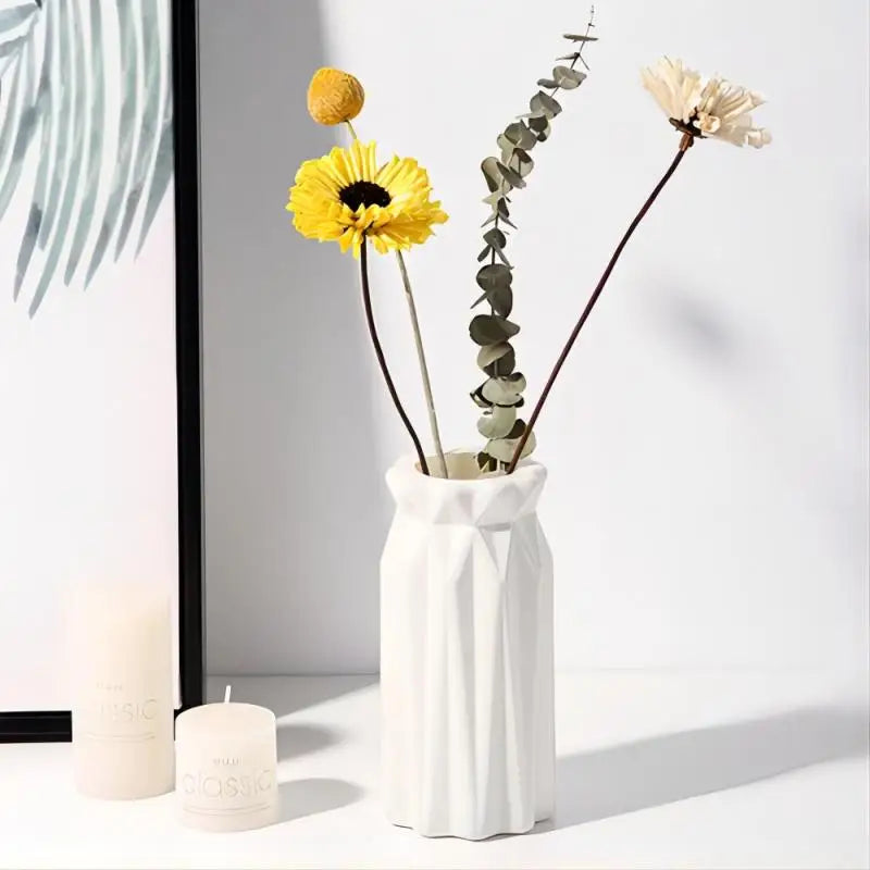 Kleine Kunststoff Vase Nordic Stil Weiß Rutschfest Für Wohnzimmer Deko
