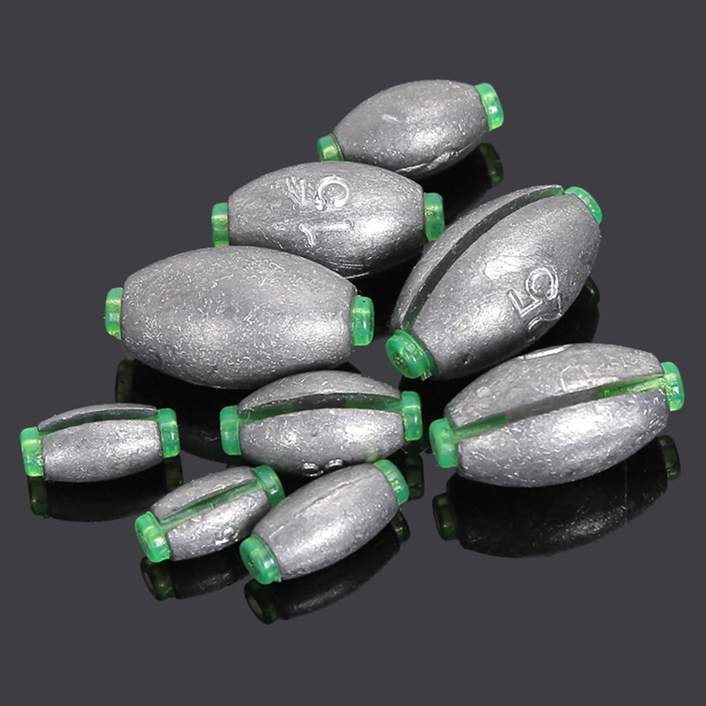 10er Set Angelbleie Olive Form Gewichte 2-50g für Karpfenangeln