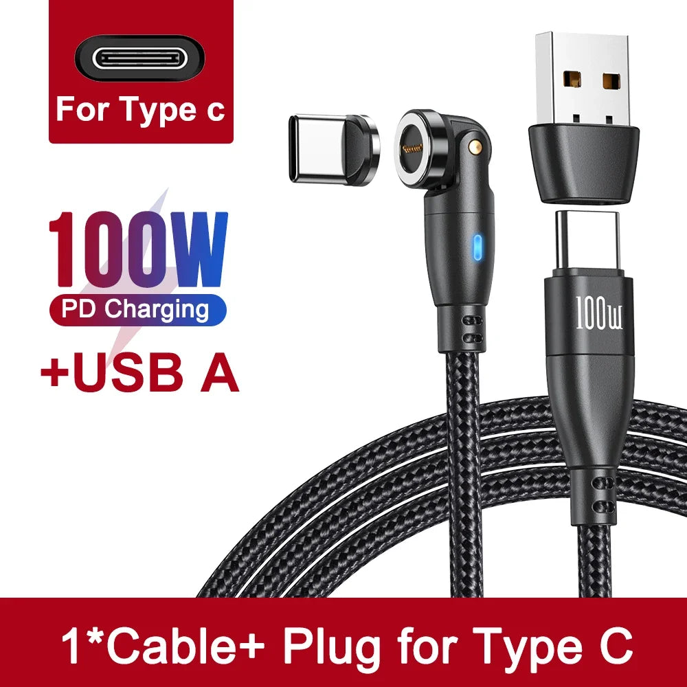 Magnetisches USB C Ladekabel 100W PD 5A – 540° Drehbar – Schnellladung - Daten