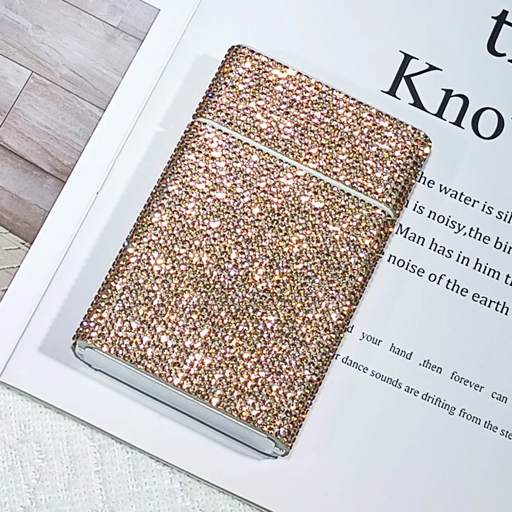 Elegantes personalisiertes Damen Zigarettenetui mit Diamantbesatz