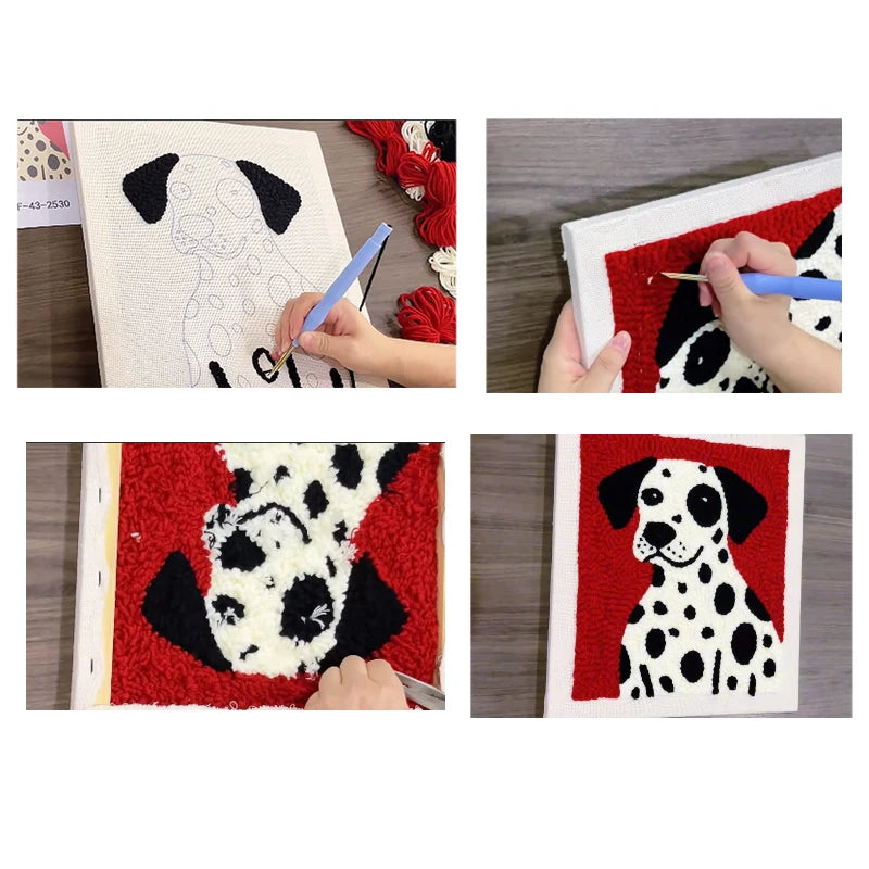 25x25cm Quadratisches Lochnadel-Set für Anfänger mit Rahmen Blumenmuster