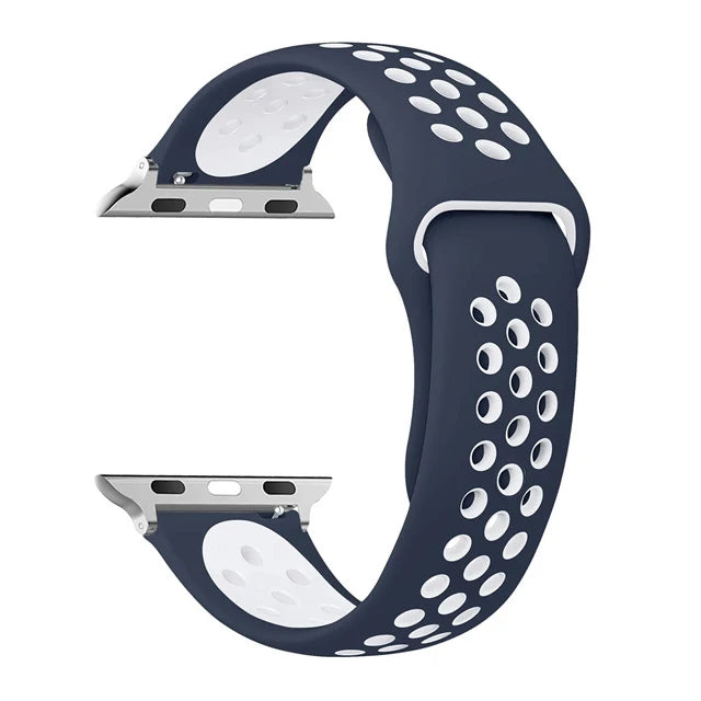 Atmungsaktives Silikon-Sportarmband kompatibel mit Smartwatch 38-49 mm