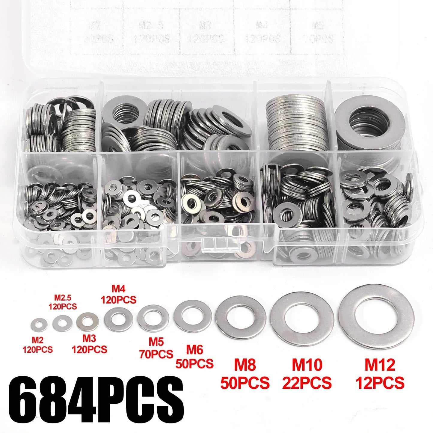 Flache Unterlegscheiben aus Edelstahl M2 bis M16 Sortiment Reparatur