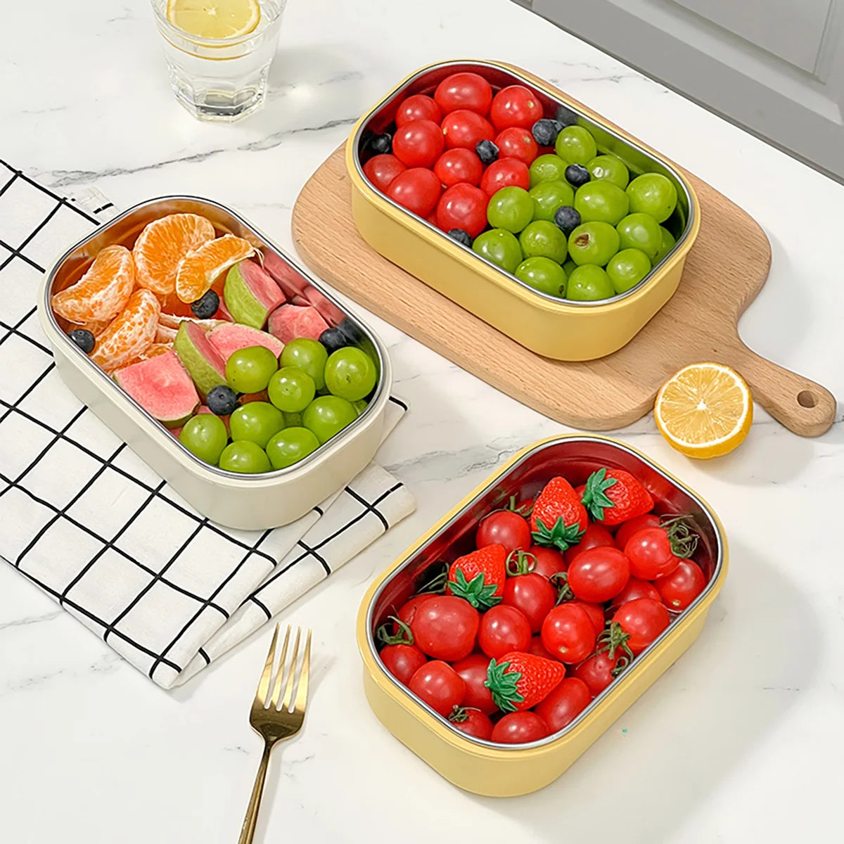 900 ml Lunchbox aus Edelstahl 304 mikrowellengeeignet auslaufsicher tragbar