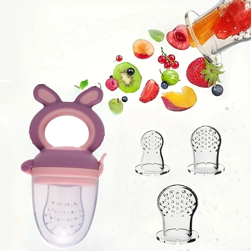 3er Set Silikon Netzbeutel Baby Futterspender mit leicht handhabbarem Ringlöffel-Yabubest - Home & More