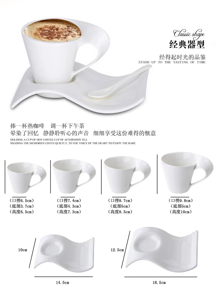 Espresso Tassen Set aus Keramik mit Löffel und Untersetzer