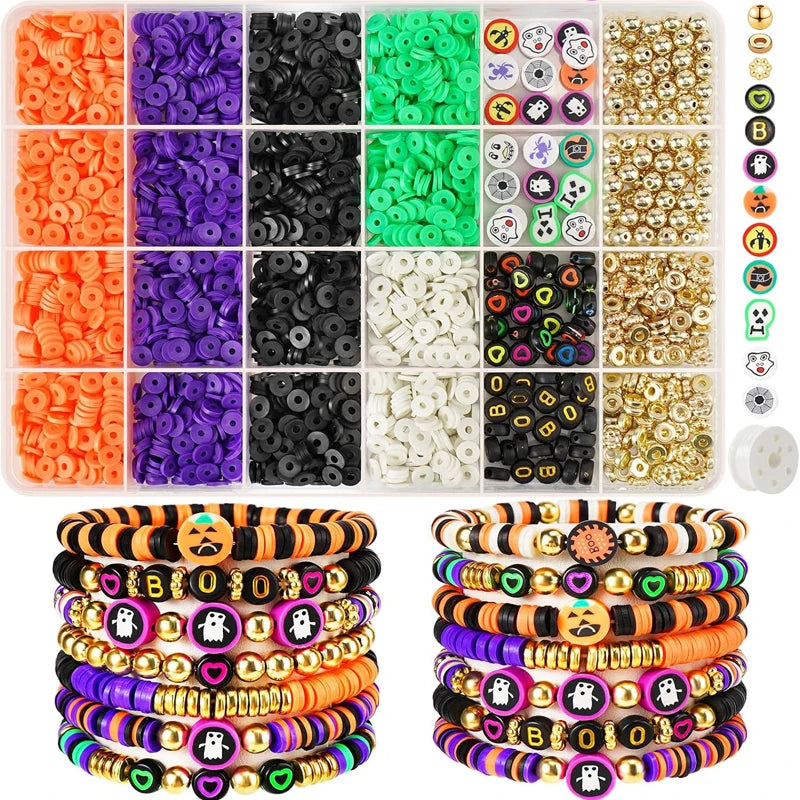 Tonperlen Halloween Stil und Buchstabenperlen Set für Freundschaftsarmbänder