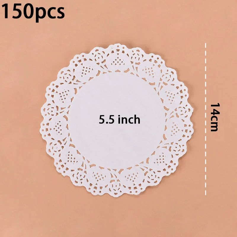 150 Runde Papier Spitzendeckchen Weiß Party Deko Tischsets Backzubehör