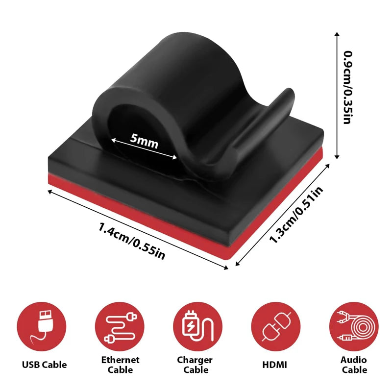 Selbstklebende Kabelklemmen Kunststoff für Kabelmanagement Zuhause Büro Auto
