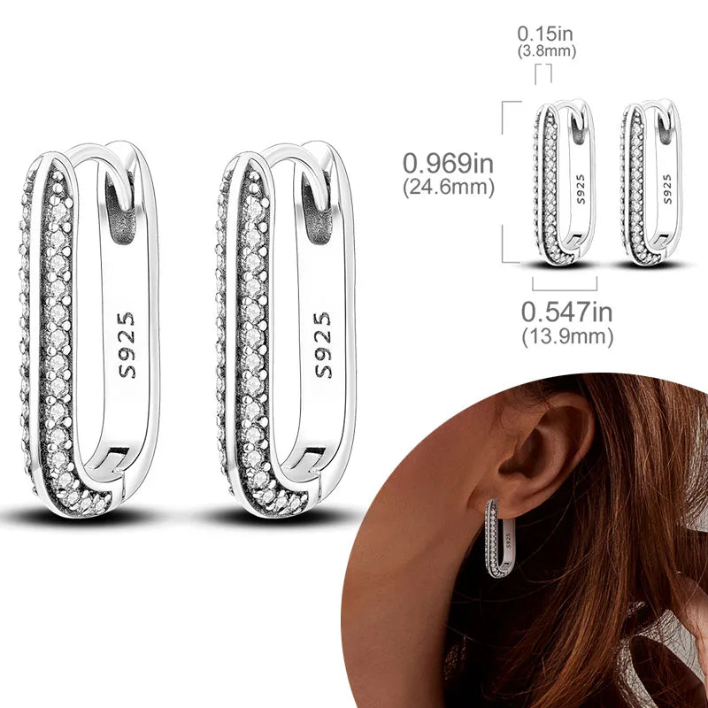 925 Sterling Silber Creolen mit Zirkonia Wassertropfen für Damen