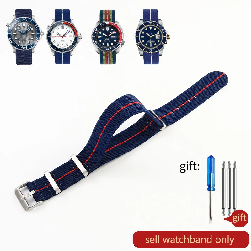 Retro Fallschirm Nylon Uhrenarmband in 18, 20 und 22 mm High Density