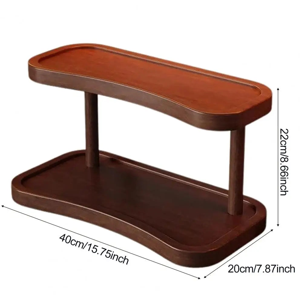 Vintage Holz Lagergestell mit Doppelter Ablage für Tassen und Gläser