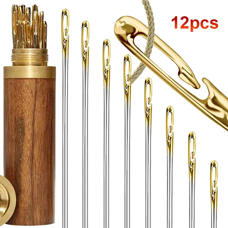 12 Stück Blindnähen Nadeln aus Edelstahl mit Selbst-Einfädler für Handnähen-Yabubest - Home & More