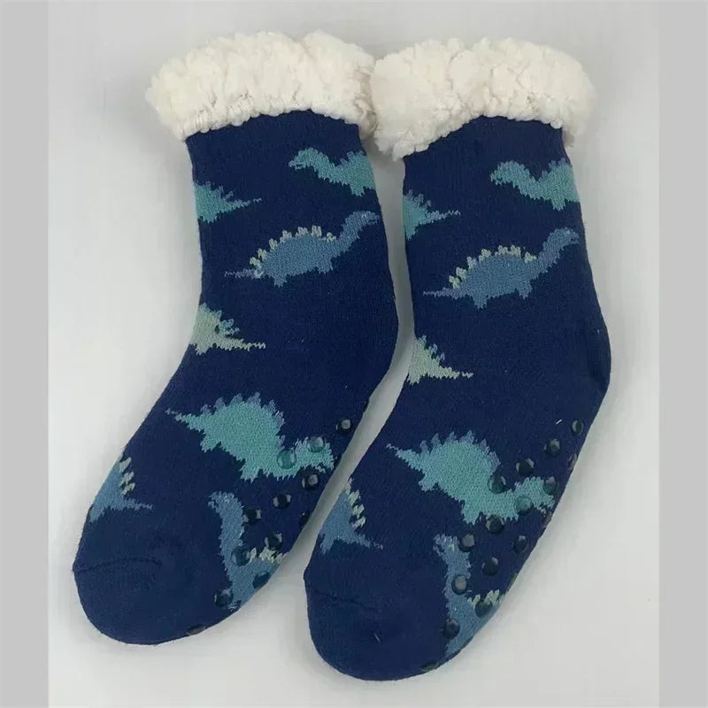 2er Set flauschige Damen Thermo-Socken rutschfest warm Plüsch Weihnachten