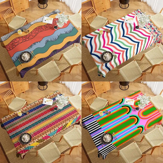 Abstrakte rechteckige Tischdecke aus Polyester wasserabweisend