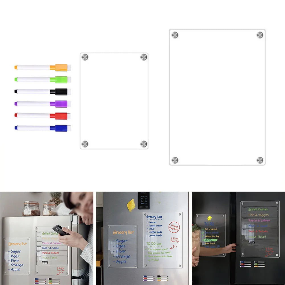 Klarer magnetischer Acryl-Kalender mit 6 Farben – flexibel - wiederverwendbar