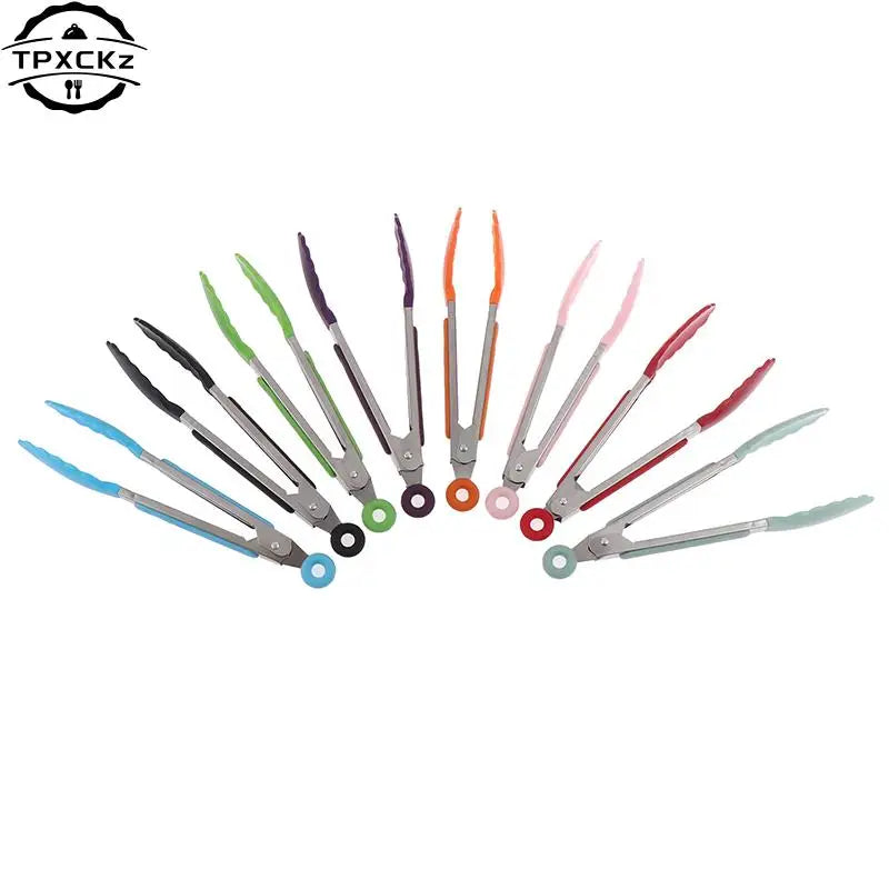 Hochwertige Edelstahl-Grillzange mit Silikongriffen für vielseitige Küche