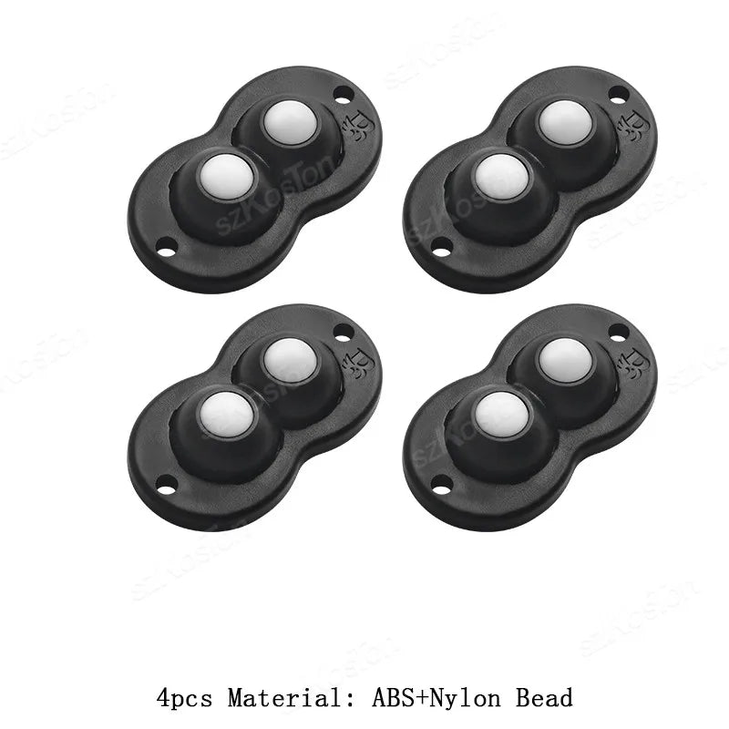 Selbstklebende Mini Lenkrolle aus ABS mit Stahl- oder Nylonkugeln, 360° Drehbar