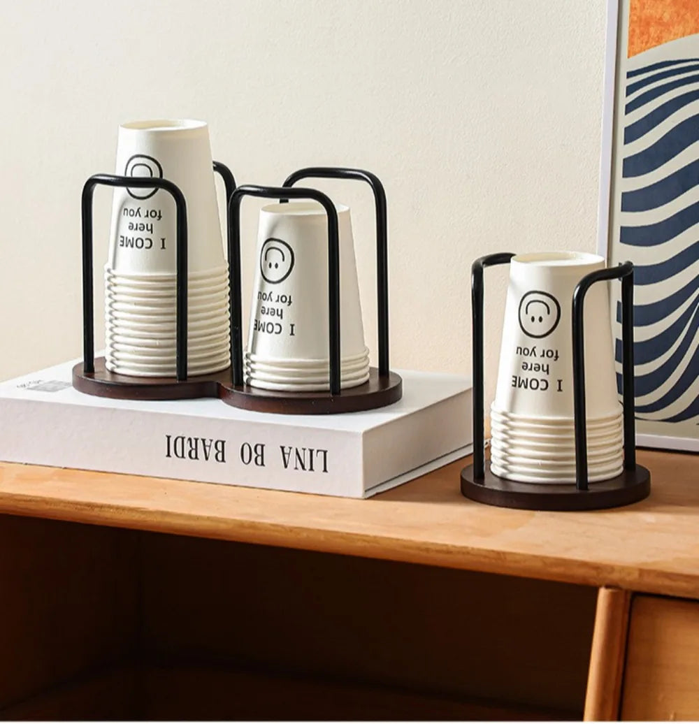 Praktischer Pappbecherhalter aus Holz für Schreibtisch und Küche