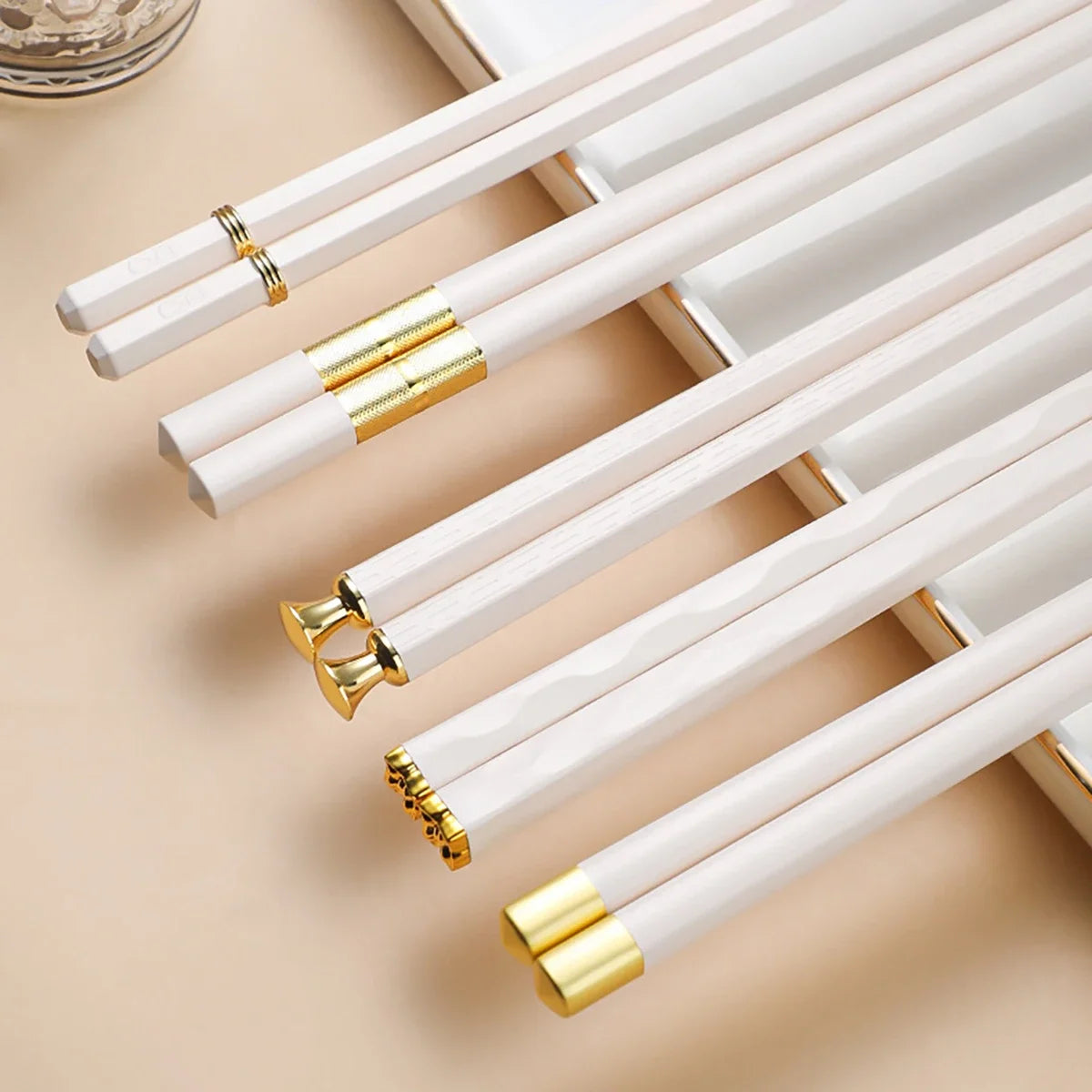 5 Paar Nicht-Slip Metall Stäbchen Japanisch Koreanisch Stil für Sushi Essen
