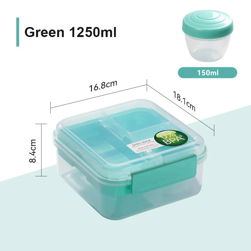 Tragbare Doppelschicht Lunchbox 1250/1650 ml mit Unterteilungen